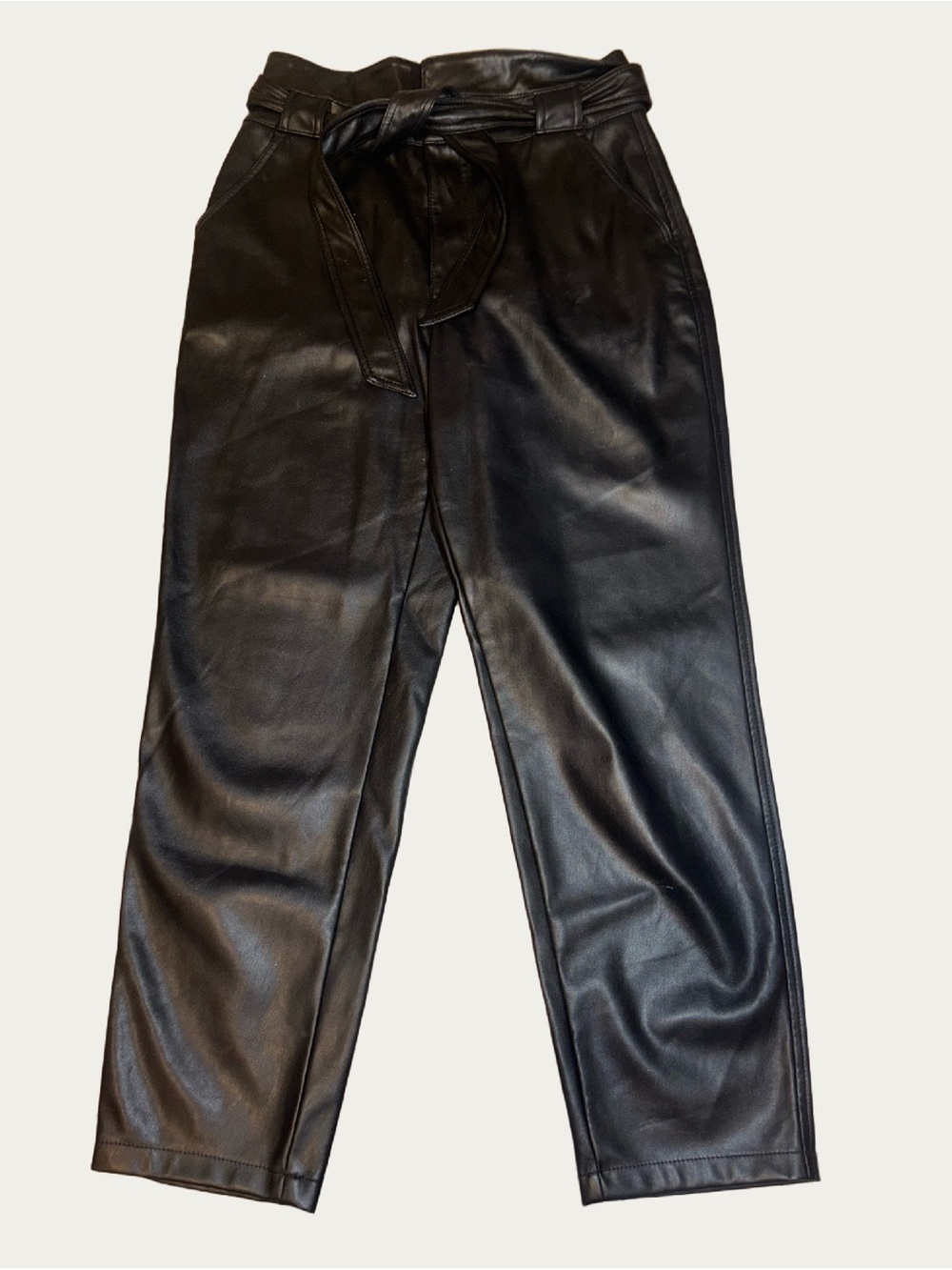 Bailey 44 Black Faux Leather Tie-Belt Pants